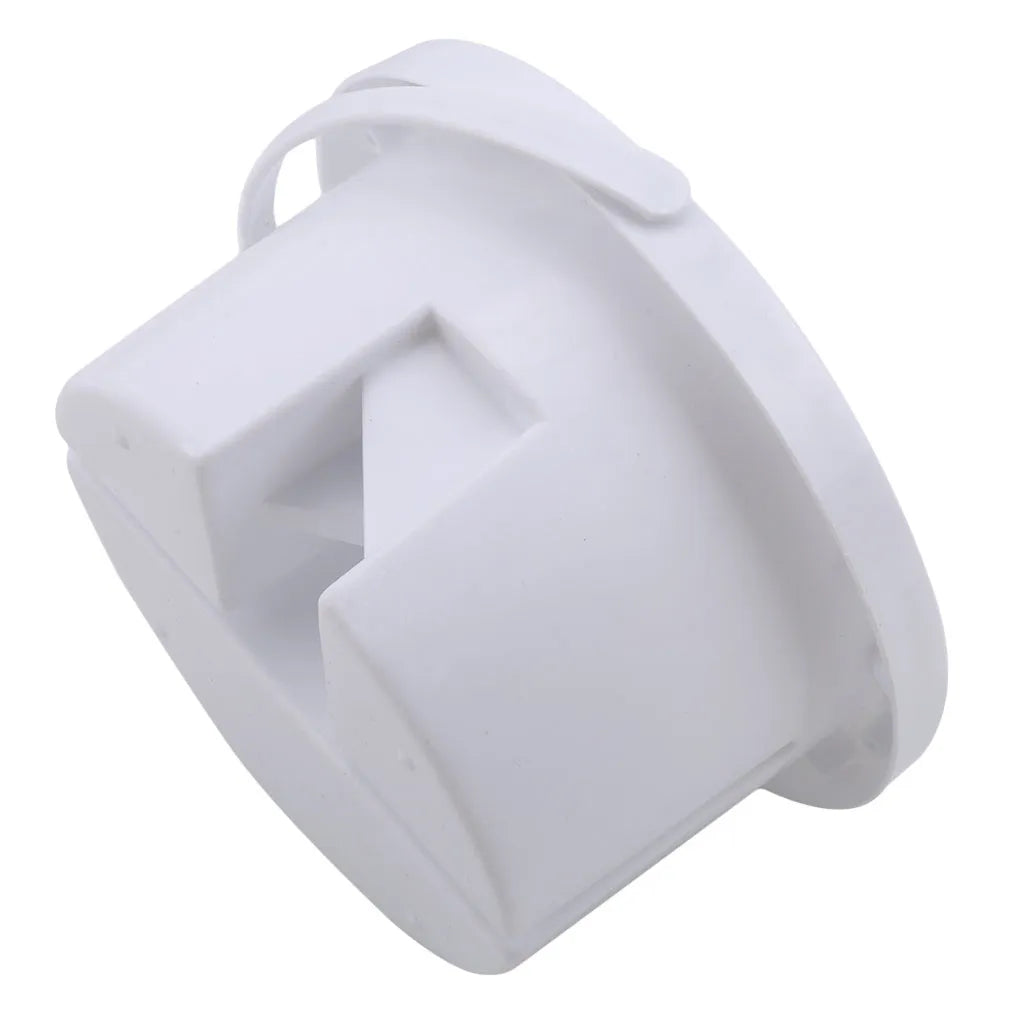 White plastic cylindrical brush holder with a side clip for painting.
