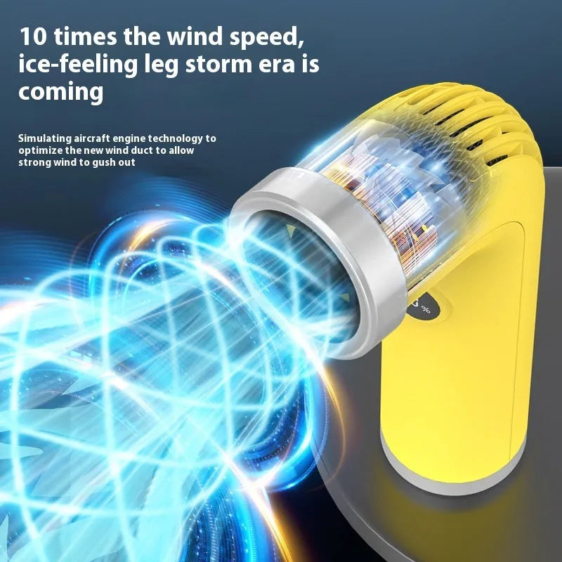Creative Fashion bladeless desk fan in apricot colour showing turbine design and compact 20cm height