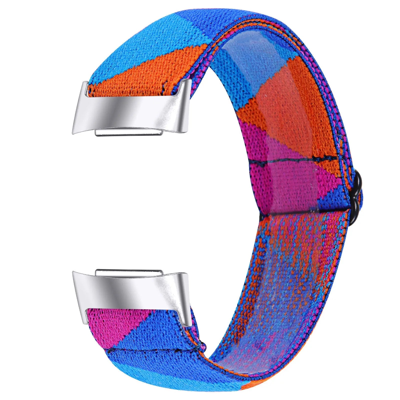 Adjustable printed elastic watch strap compatible with Fitbit Charge 6, shown in a vibrant colour design.