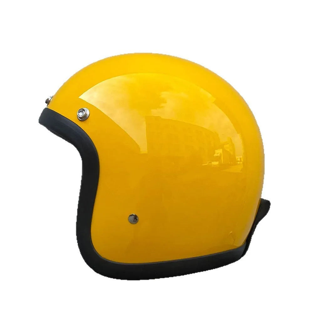 FRP motorcycle half helmet with retro design shown in Cement Gray colour, suitable for electric motorcycle commuting