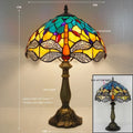Tiffany dragonfly stone table lamp in blue or green, European-style design with 7W LED bulb for bedroom or living room