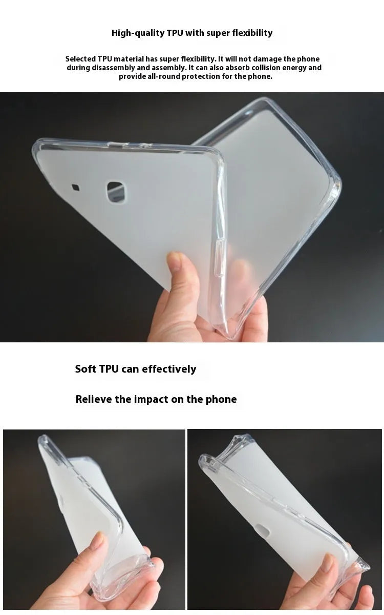 Clear ultra-thin 0.8mm silicone protective case for tablet showing transparent white colour and minimalist design
