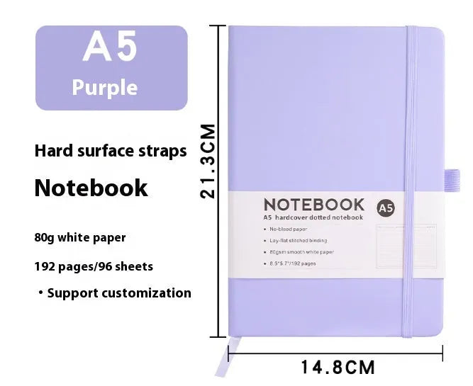 A5 PU leather strap diary with horizontal line pages in various colours including Marble Black and Skin Feeling Cyan