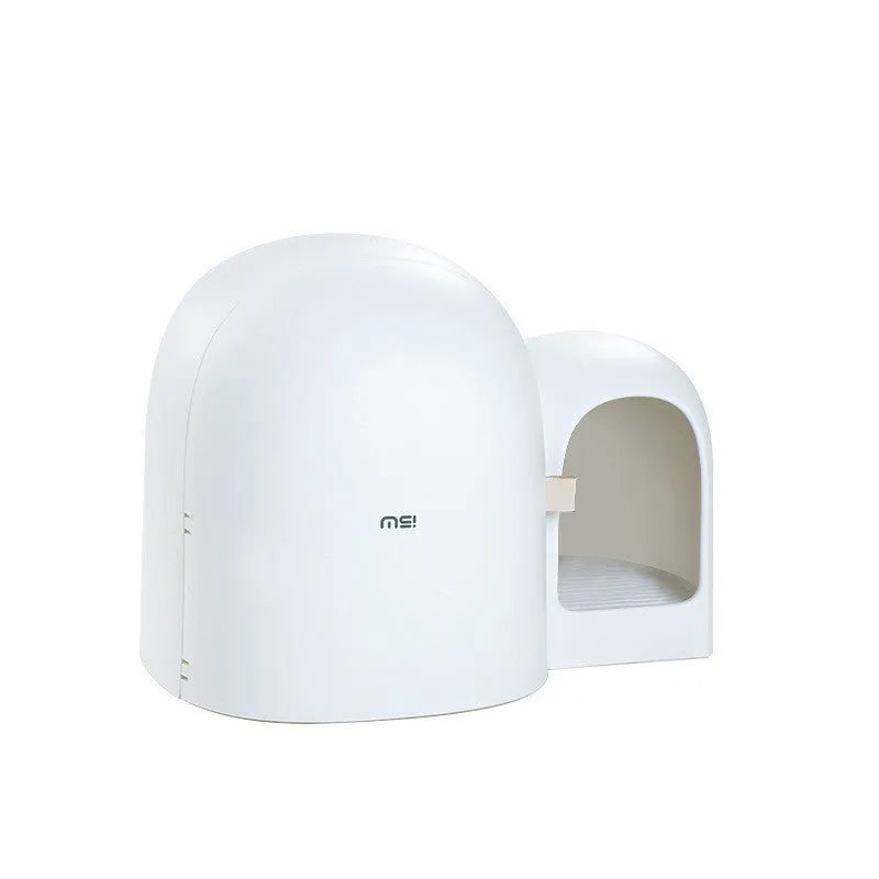 Fully enclosed oversized cat litter box in ABS plastic measuring 67.7cm long with three colour options