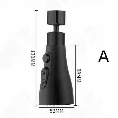 Universal faucet sprayer in matte black with 360-degree rotation and three cleaning modes for kitchen use
