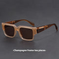 Gray blue square thick frame sunglasses with UV-protective lenses and retro box-style design