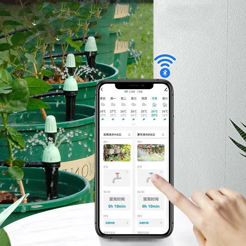Bluetooth dual watering controller for mobile phone remote garden irrigation