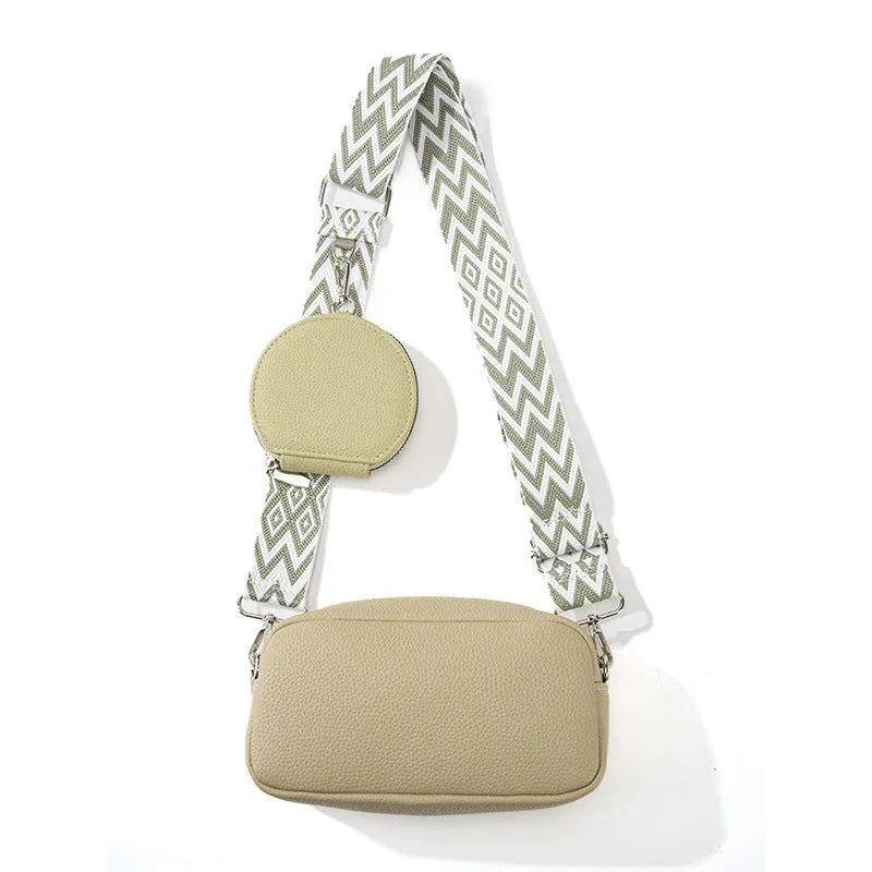 Women's soft PU crossbody bag in horizontal square shape with single shoulder strap