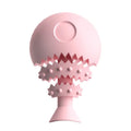 Fish bone shaped dog chew toy in bright colours with treat insertion hole for dental hygiene