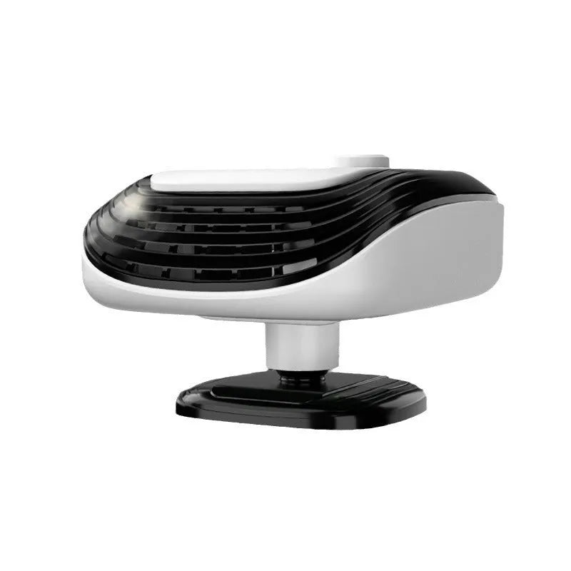 White and green warm air blower heater for trucks and cars with 12V 24V power, 5x11x13cm ABS plastic construction