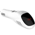 White car USB charger and negative ion air purifier unit with compact design.