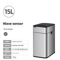 Inductive smart trash can in stainless steel with square bucket design and deodorant function