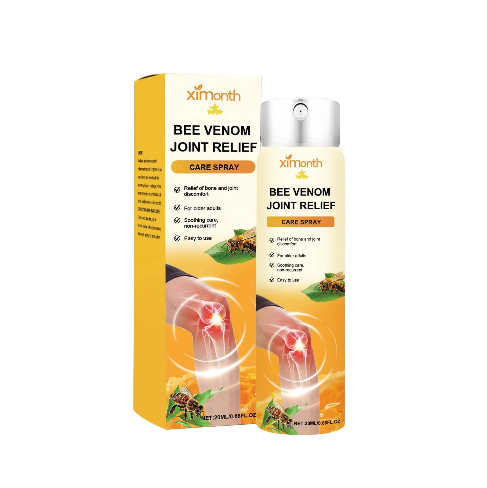 20ml body care spray bottle with menthol and bee venom formulation for daily skin nourishment