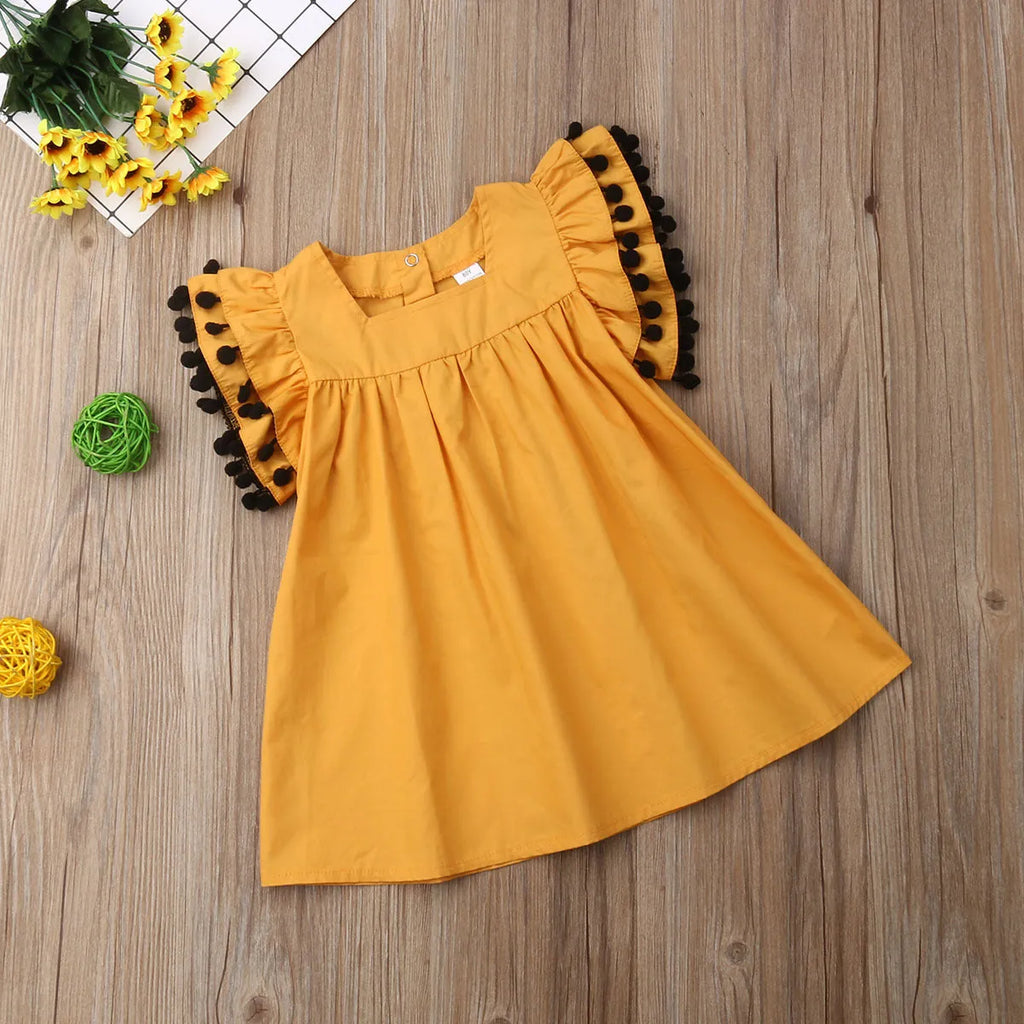 Orange sleeveless girls' dress in sizes 12M 2T 3T 4T 5T for children and newborn clothing