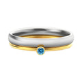 December birthstone titanium steel ring with geometry design and electroplated gold finish showing engraved details