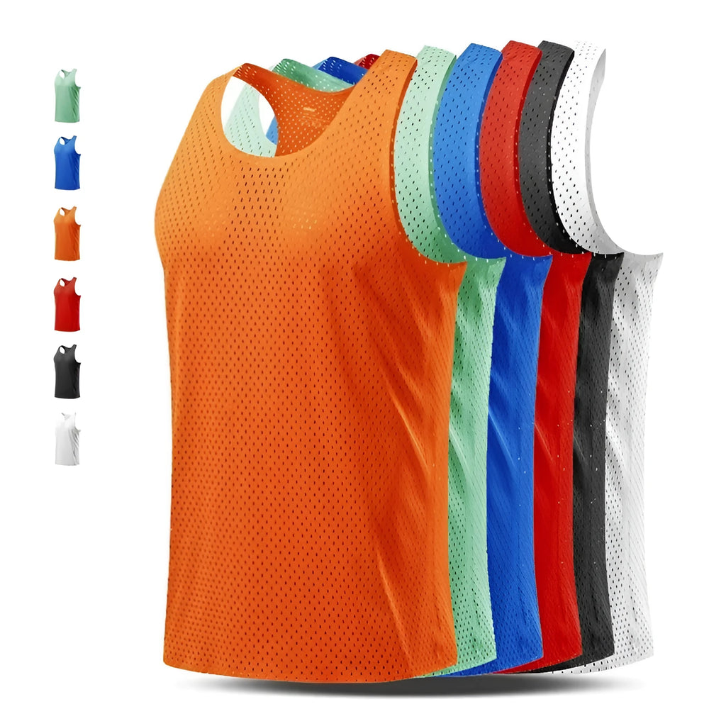 Men's solid colour sleeveless vest in quick-dry polyester for sports