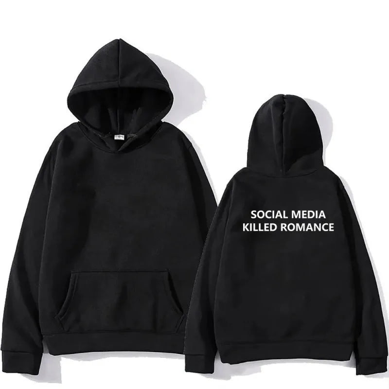 Men's slim-fit hoodie with spring letter pattern print on front, hood up, long sleeves.