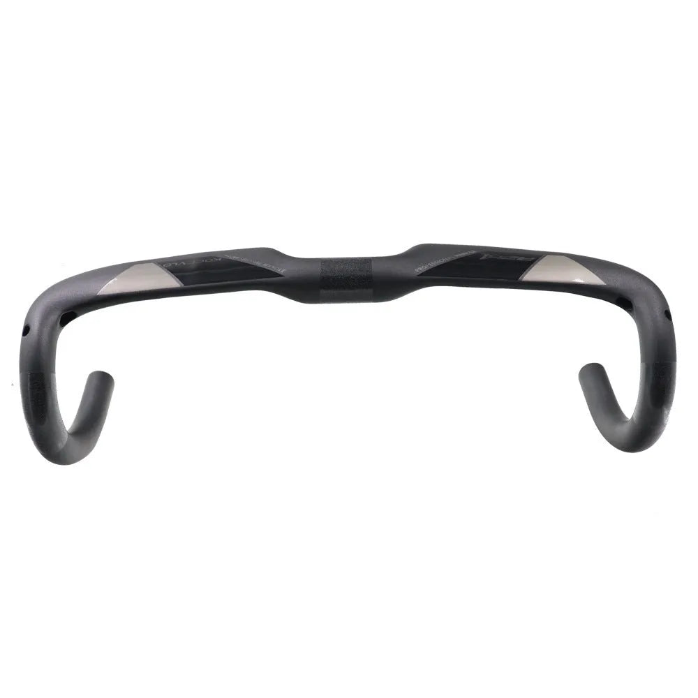 Wei Bike matt carbon fibre bent profile road bicycle handlebar showing its shape