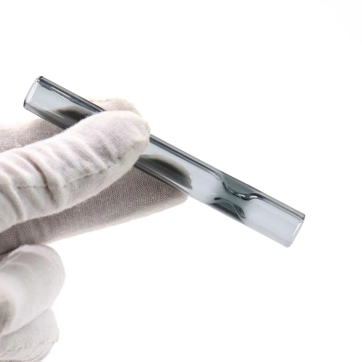 Clear glass telescopic smoking pipe with suction nozzle for water pipes, shown in transparent colour mixing finish