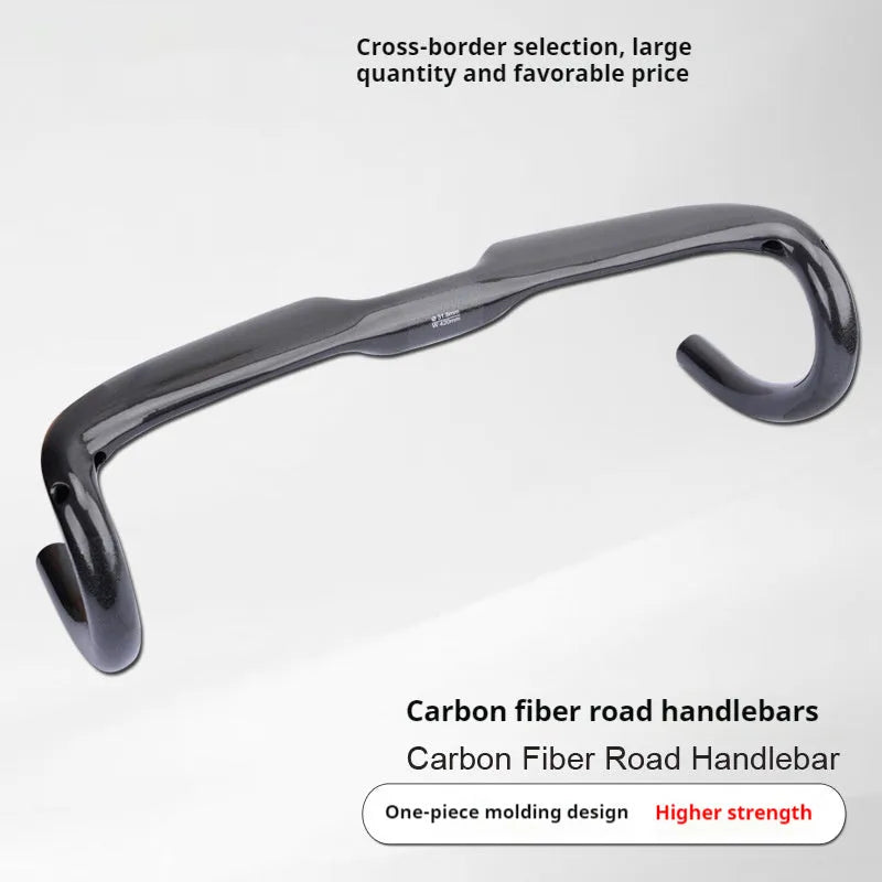 Black Grey Silver carbon fibre road bicycle drop handlebar in 400mm, 420mm, or 440mm width