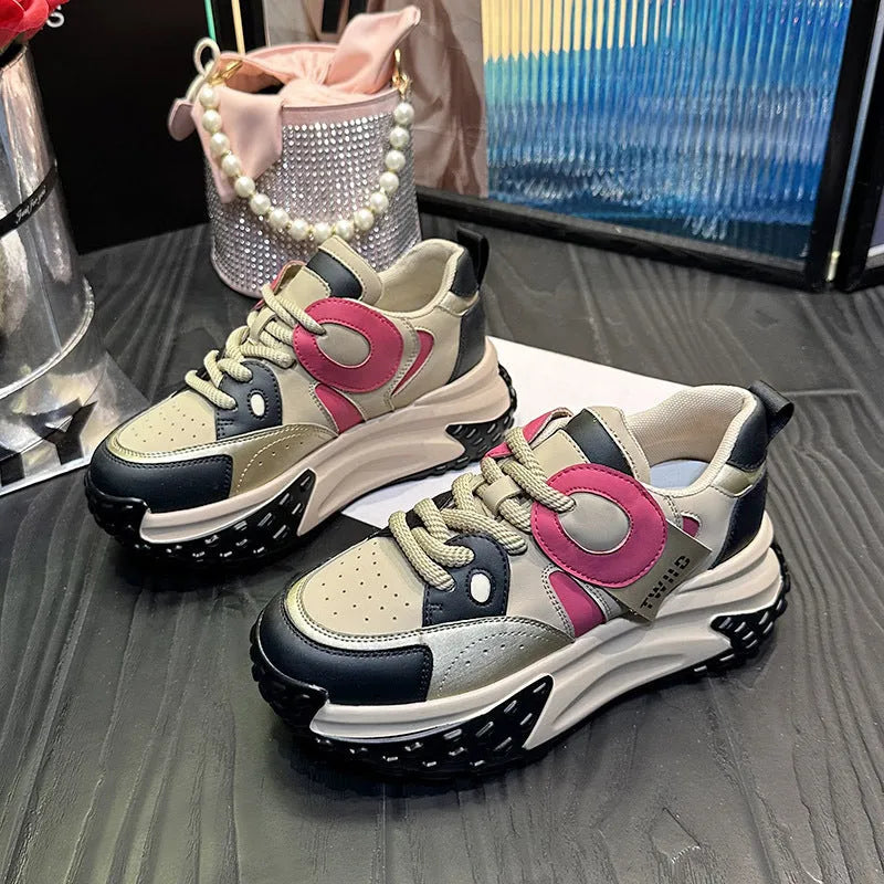 Leather wedge heel sports casual shoes in silver colour with round toe and front lace-up closure
