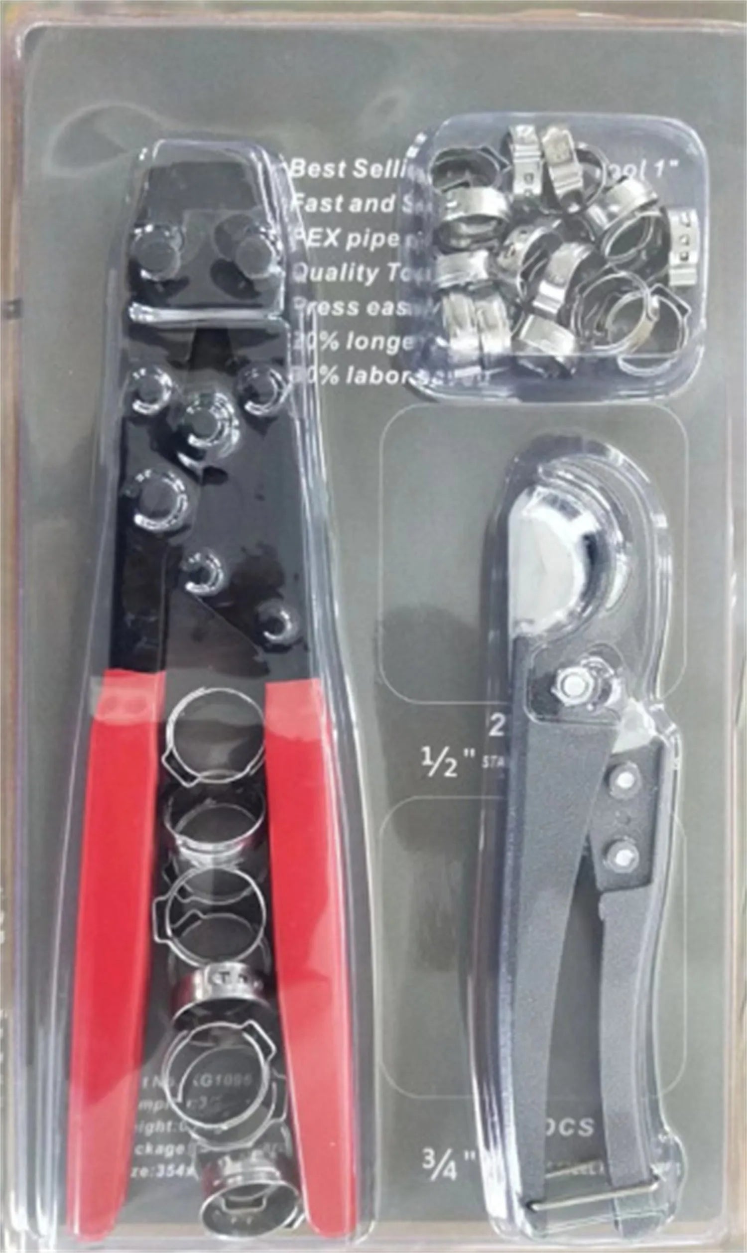 Single ear metal clamp with red cloth cover for PEX pipe connections
