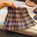 Children's plaid pleated skirt in cotton blend fabric with A-line design for heights 90cm to 140cm