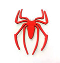 Three-dimensional metal spider bumper sticker showing raised design on zinc alloy with 7x5cm dimensions