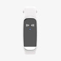 Black and white ultrasonic mosquito repellent bracelet for babies and pregnancy, shown with USB charging cable.
