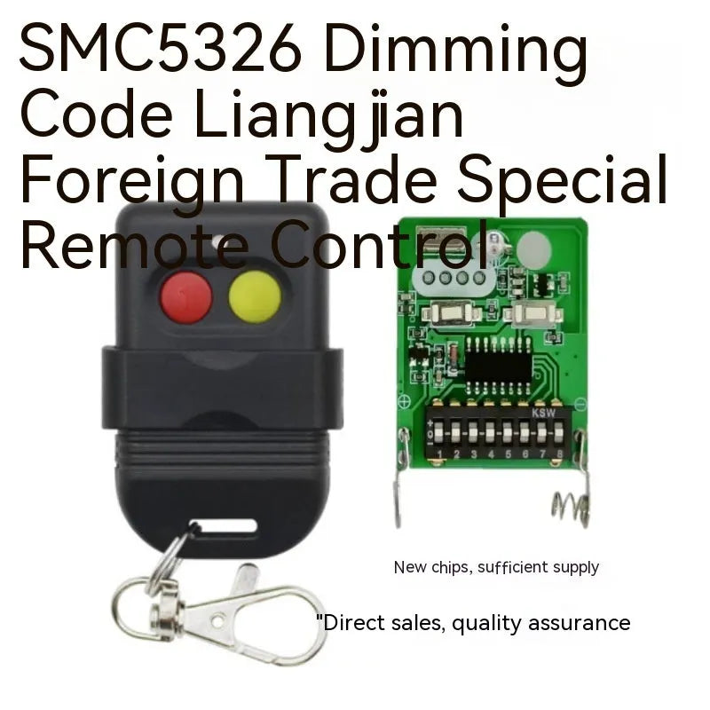 Black plastic dial remote control handle with two keys, SMC5326 chip, for 330MHz or 433MHz door control systems.