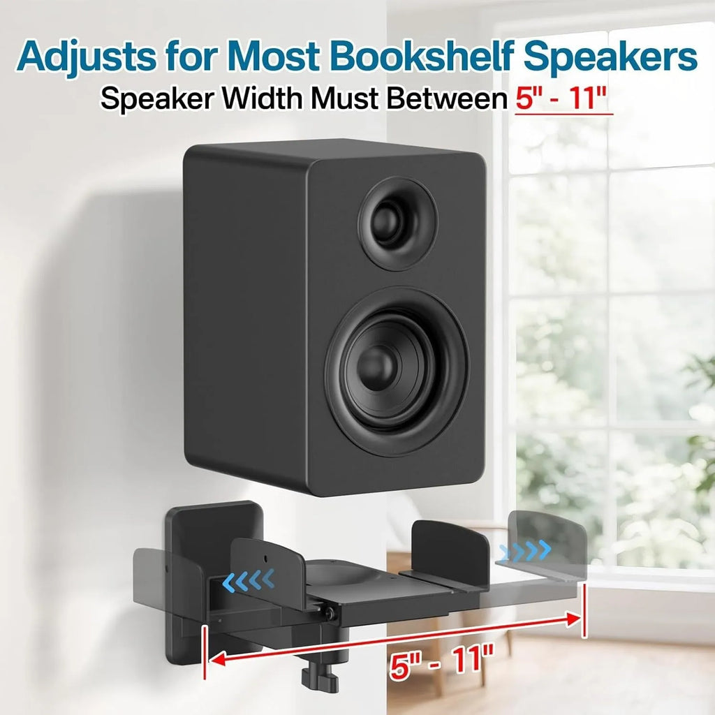 Double clip speaker wall mount 2 pack black wall hanging rack audio accessory