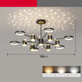 Black iron pendant lamp with 13 heads, remote control, adjustable height for 15-30 square metre rooms