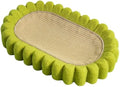 Green oval cat scratch pad bowl with sisal scratching surface measuring 65cm by 42cm