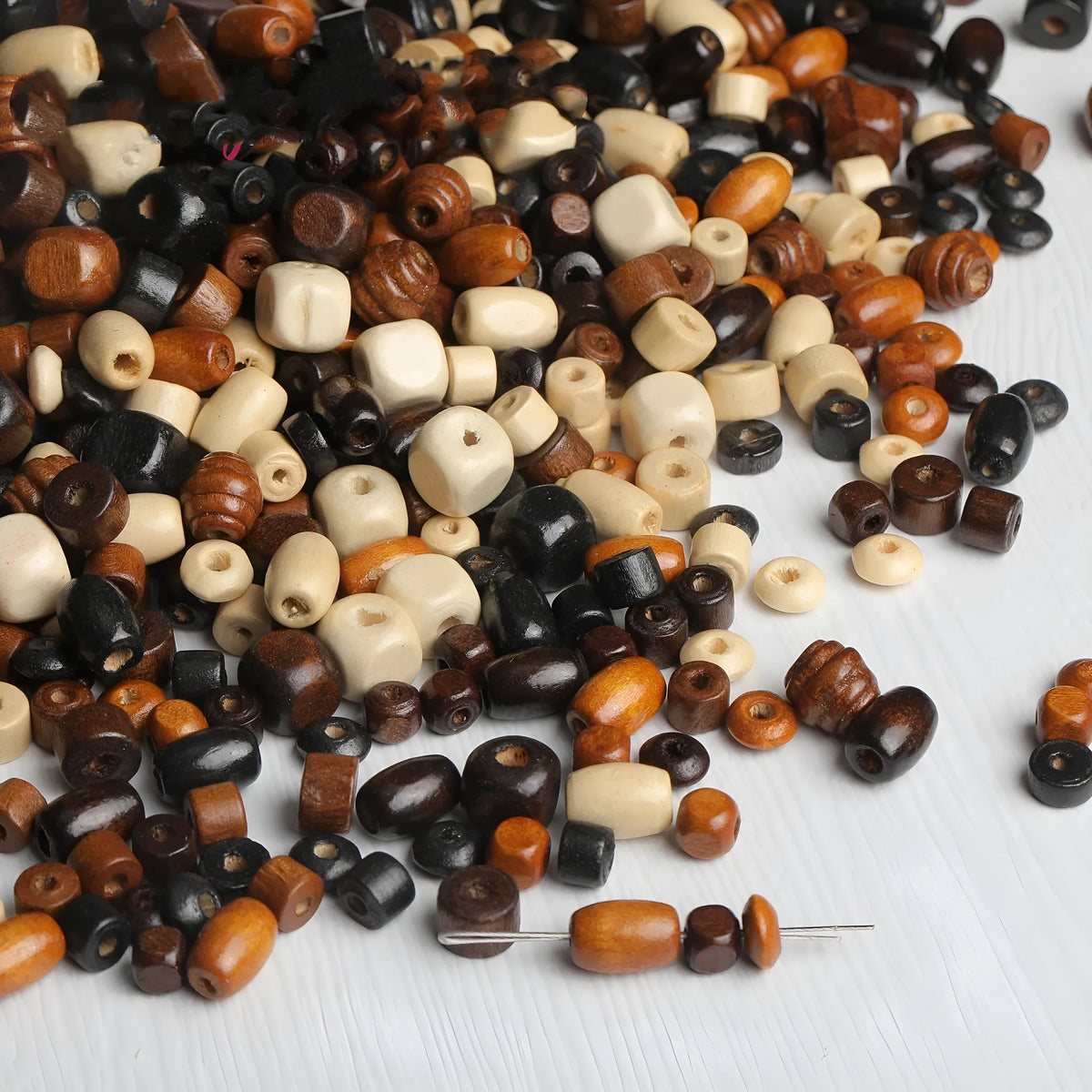 Mixed colour solid wood scattered beads for DIY jewellery making