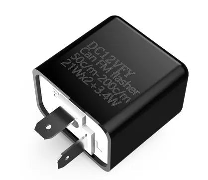 2-pin adjustable motorcycle LED flasher relay, 12V, orange or black, for turn signal hyper flash fix.