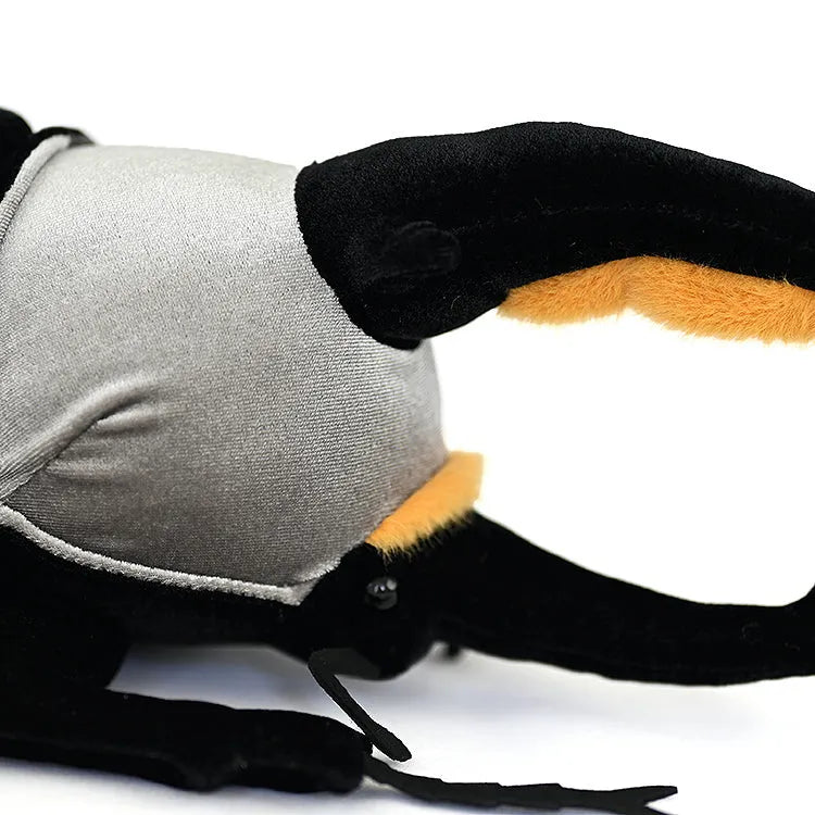 White worm plush toy doll in black, 23cm mouth-to-tail, Korean velvet fabric, PP cotton and rubber granules