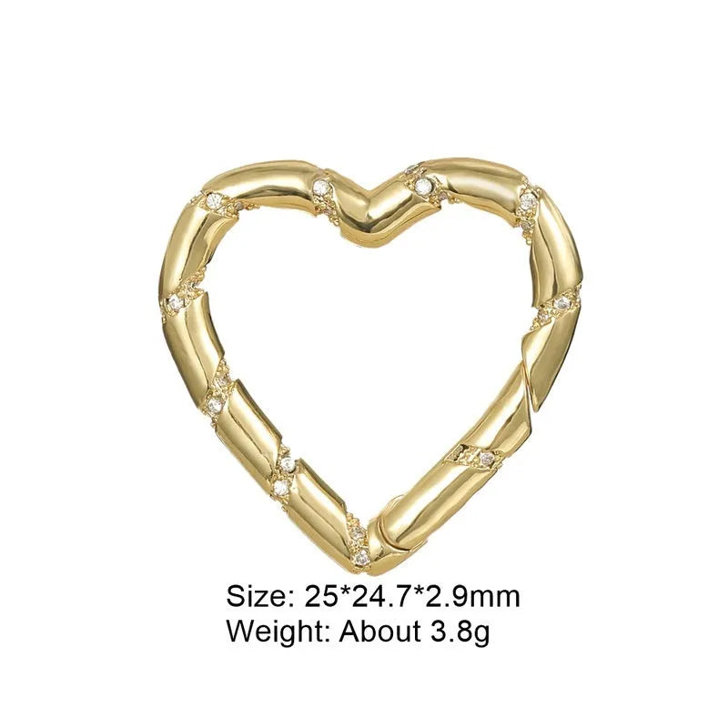 Copper mountain climbing heart button with zircon inlay and electroplated finish for outdoor gear