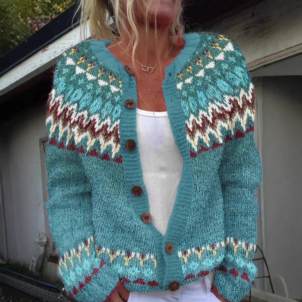 Women's loose spandex cardigan coat with long regular sleeves and digital 3D print, Style 1, sizes S to 5XL
