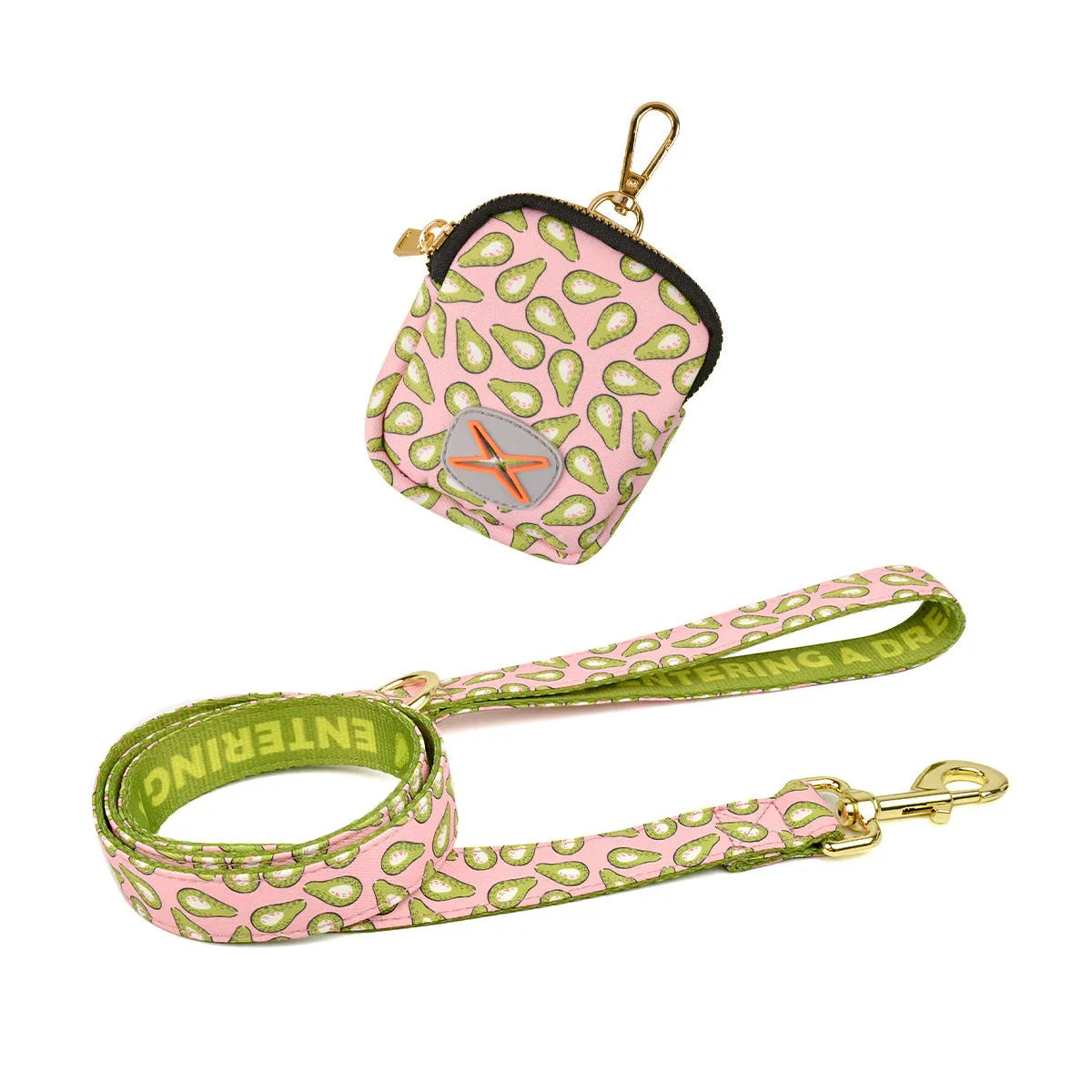 Pet lead and waste bin set with polyester traction rope in six colours and sizes S, M, L