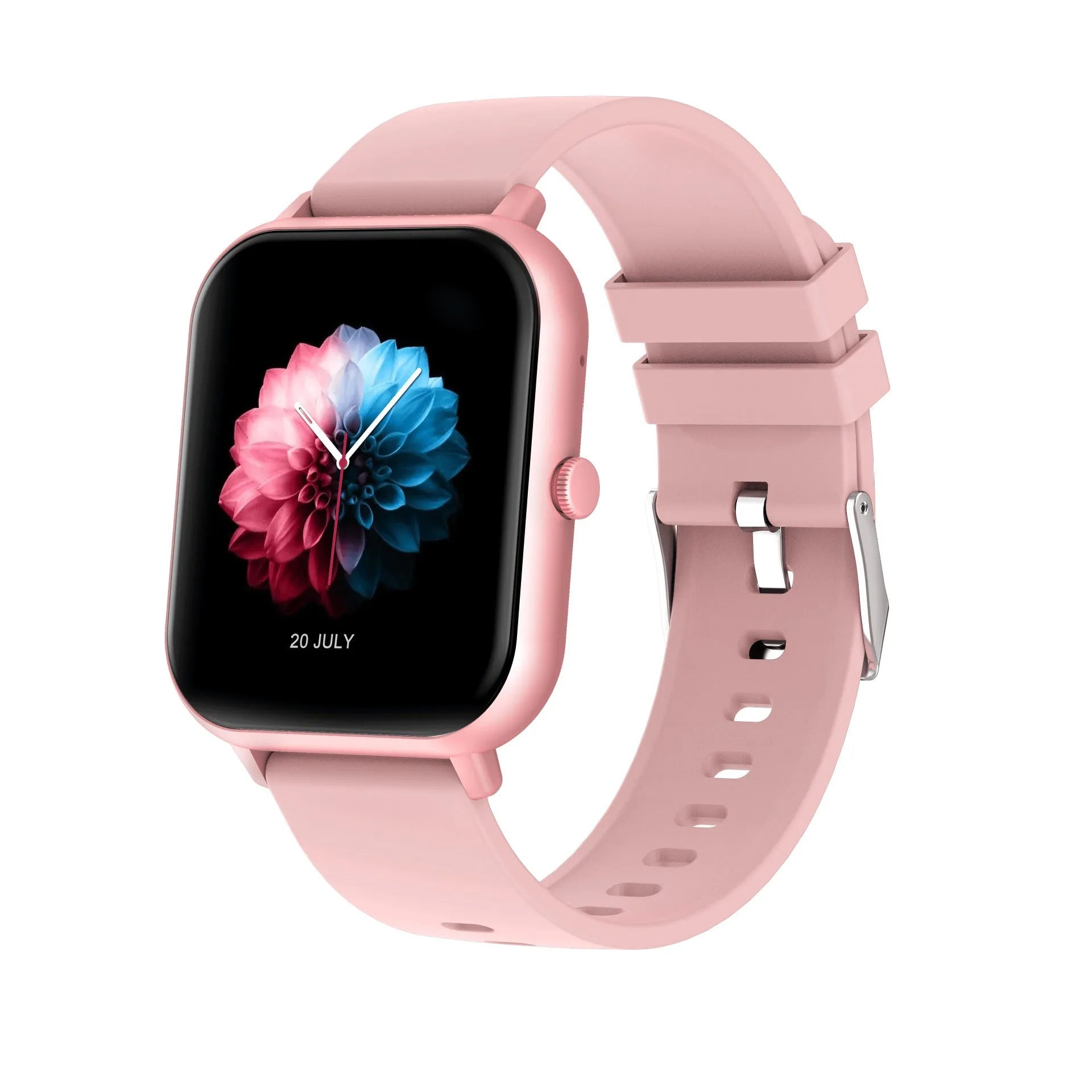 One-Click Link AI Voice Heart Rate Hand Bluetooth Smart Watch in black, silver grey, pink, or khaki with TFT screen and wrist strap