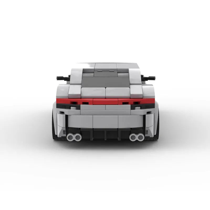 MOC Porsche Turbo S 2018 building blocks set with 347 plastic pieces, 4 open doors, and 4 figures