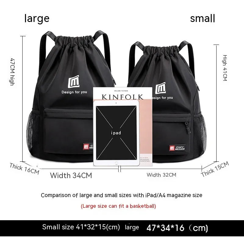 Women's Oxford travel backpack in black with pull-belt closure and double-joint shoulder straps