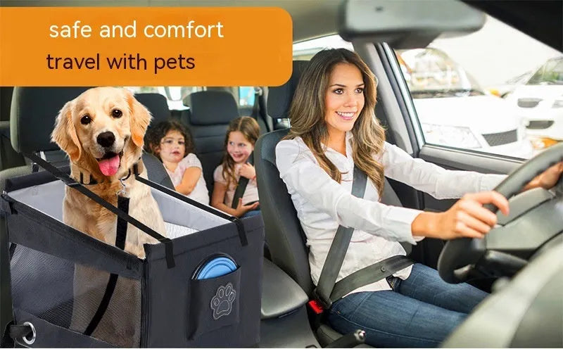 Oxford cloth foldable pet dog crate in black colour showing its 49cm size.