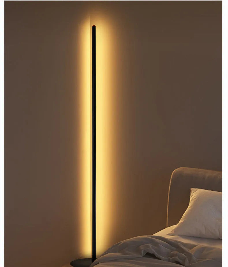 Vertical aluminium alloy floor lamp with slim profile in 25cm, 50cm, and 100cm height options
