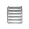 Puff Bag Fluffy Air Feeling Laptop Sleeve in black showing elastic sides and waterproof polyester lining