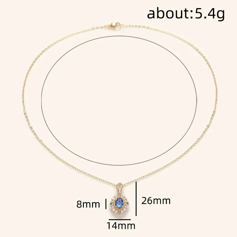 Huitan adjustable royal necklace with mixed gem pendant on copper chain