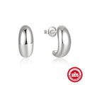 C-shaped sterling silver earring with glossy electroplated finish in gold or white gold option