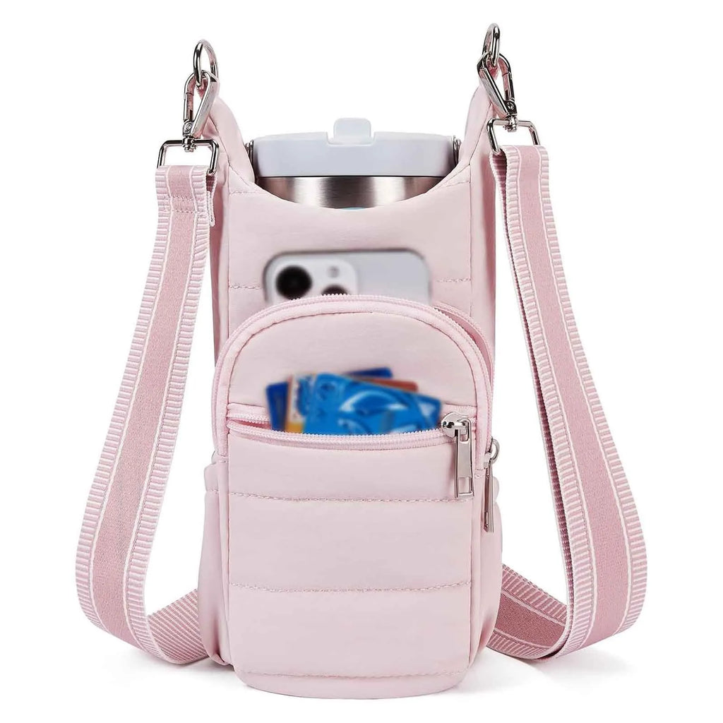 Cloth bicycle water bottle bag in modern simplicity design available in black, pink and beige colours