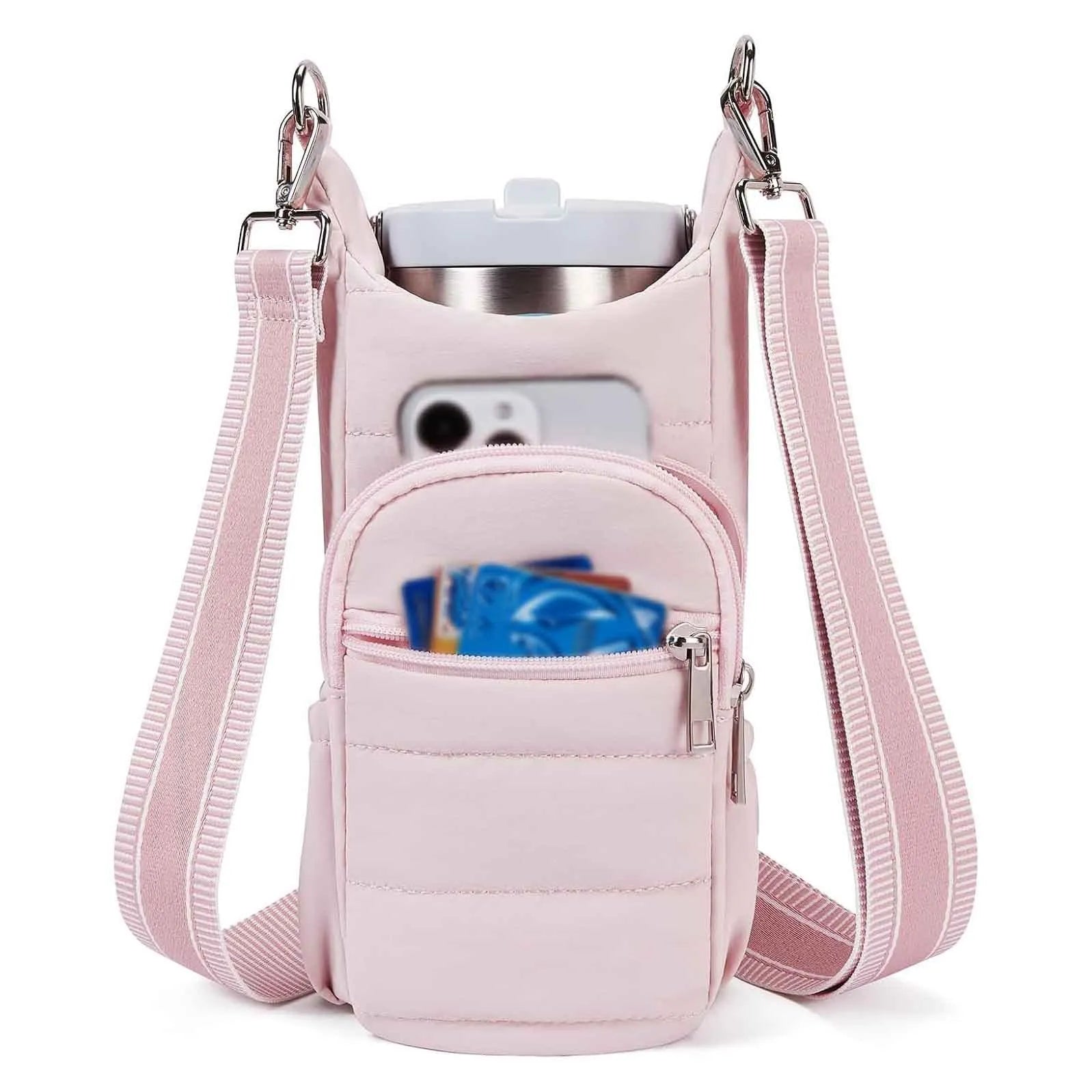 Cloth bicycle water bottle bag in modern simplicity design available in black, pink and beige colours