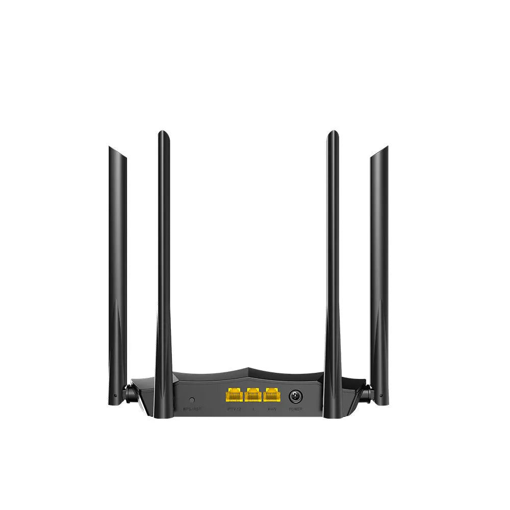 AC8 dual-band wireless gigabit router with multiple LAN ports on a desk.